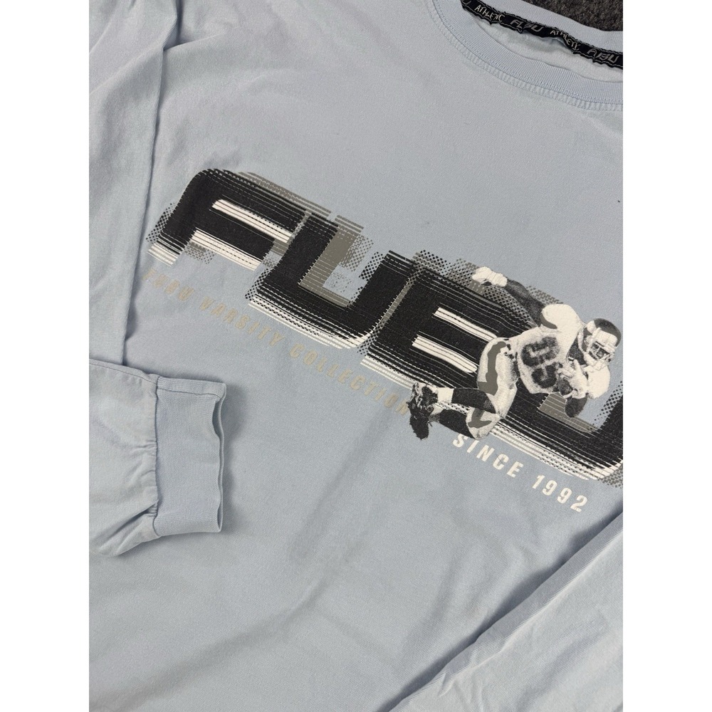 Vintage FUBU Varsity Collection Football‎ Long Sleeve Shirt XL Y2K Blue